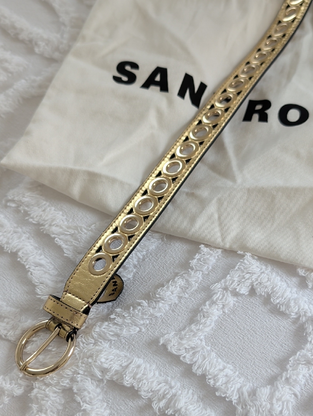 Sandro Women's Adelia Leather Grommet Belt - Picture 6 of 7